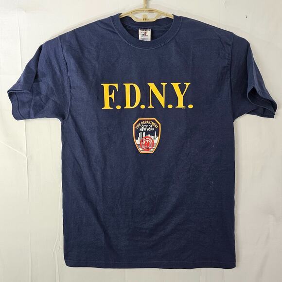 Jerzees Other - FDNY Blue Jerzee T Shirt Mens Medium Short Sleeve New York Fire Dept Y2K